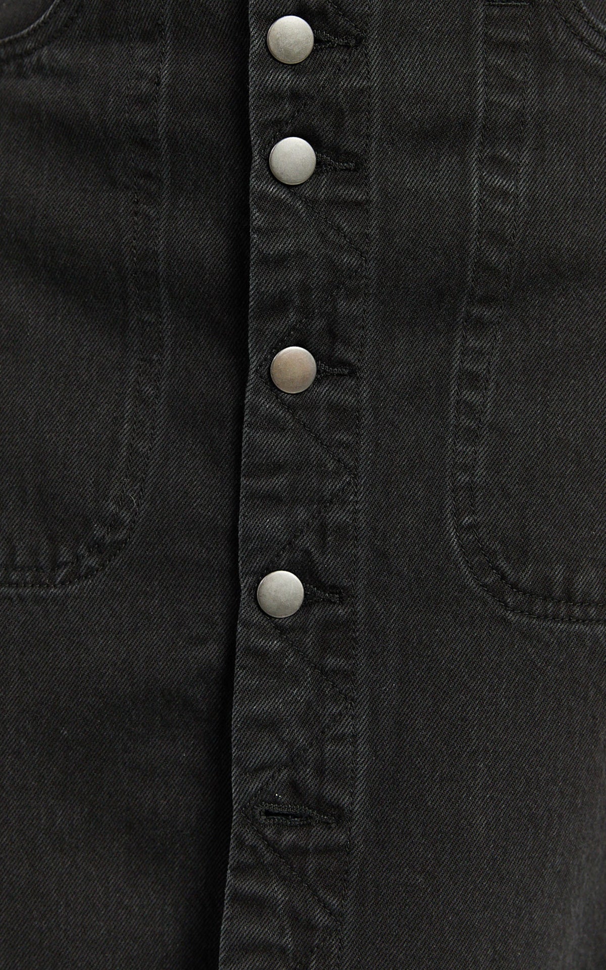 Alisa Midi Skirt - Button Through A Line Denim in Black Wash