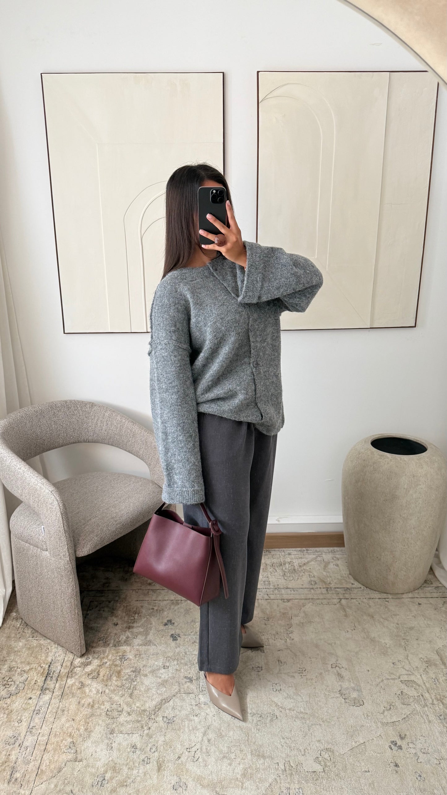 Cardigan épais et doux SOLÈNE Gris