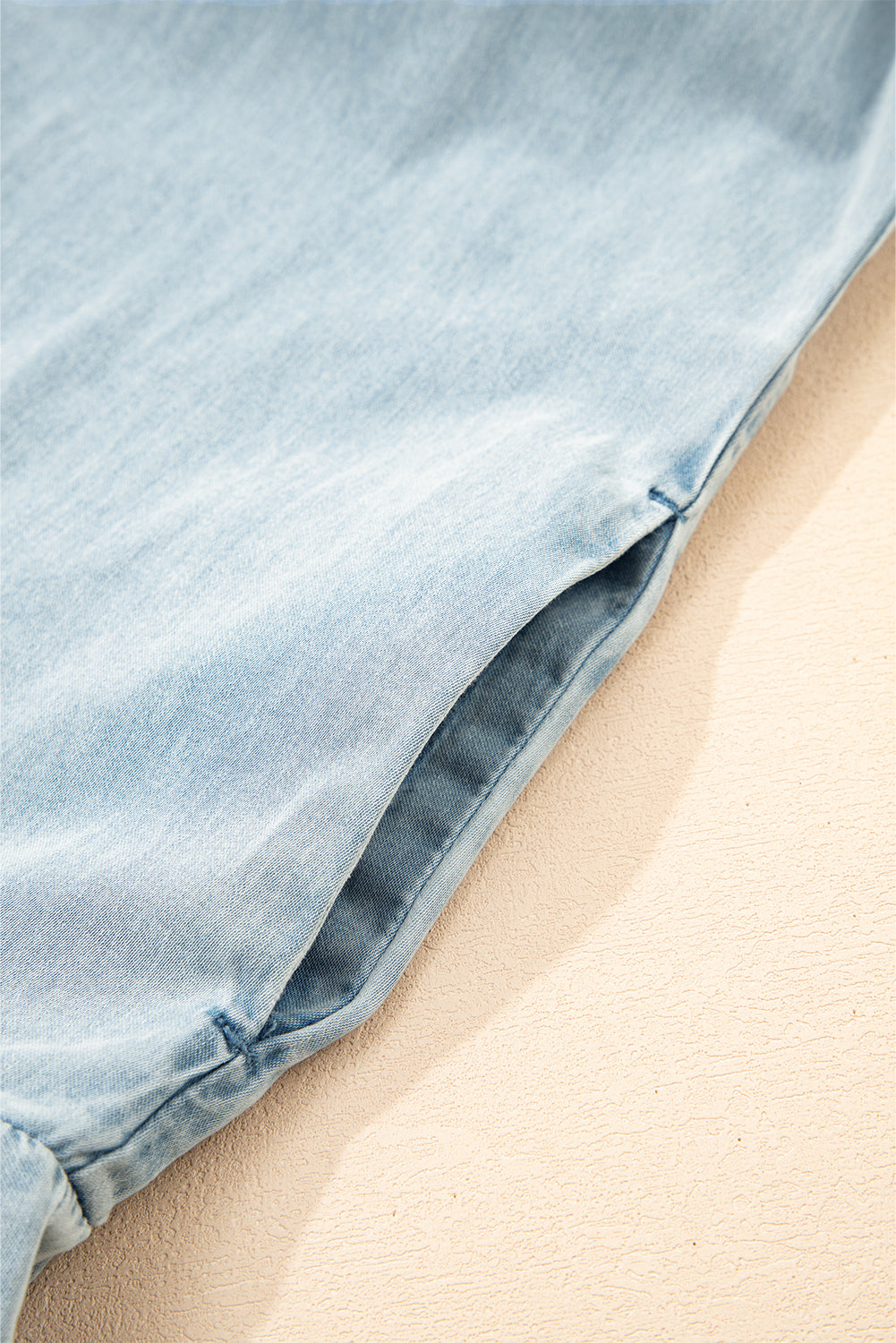 Real Teal Bowknot Neck Ruffled Sleeveless Chambray Dress
