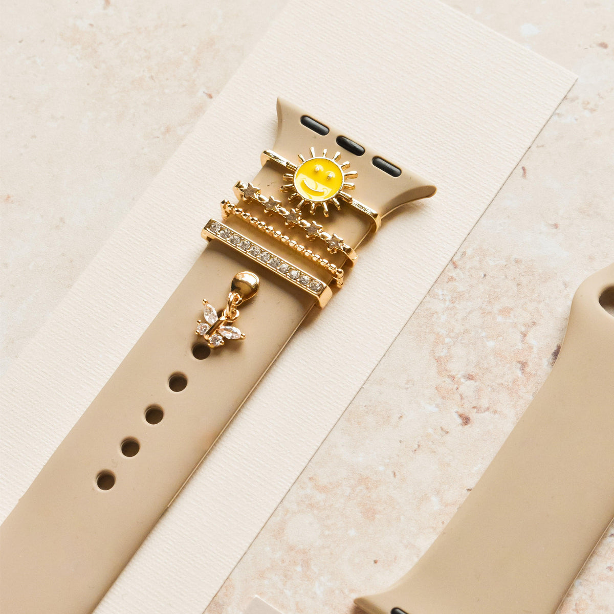 Watch Strap Charm Pack - Gold Smiley Sun