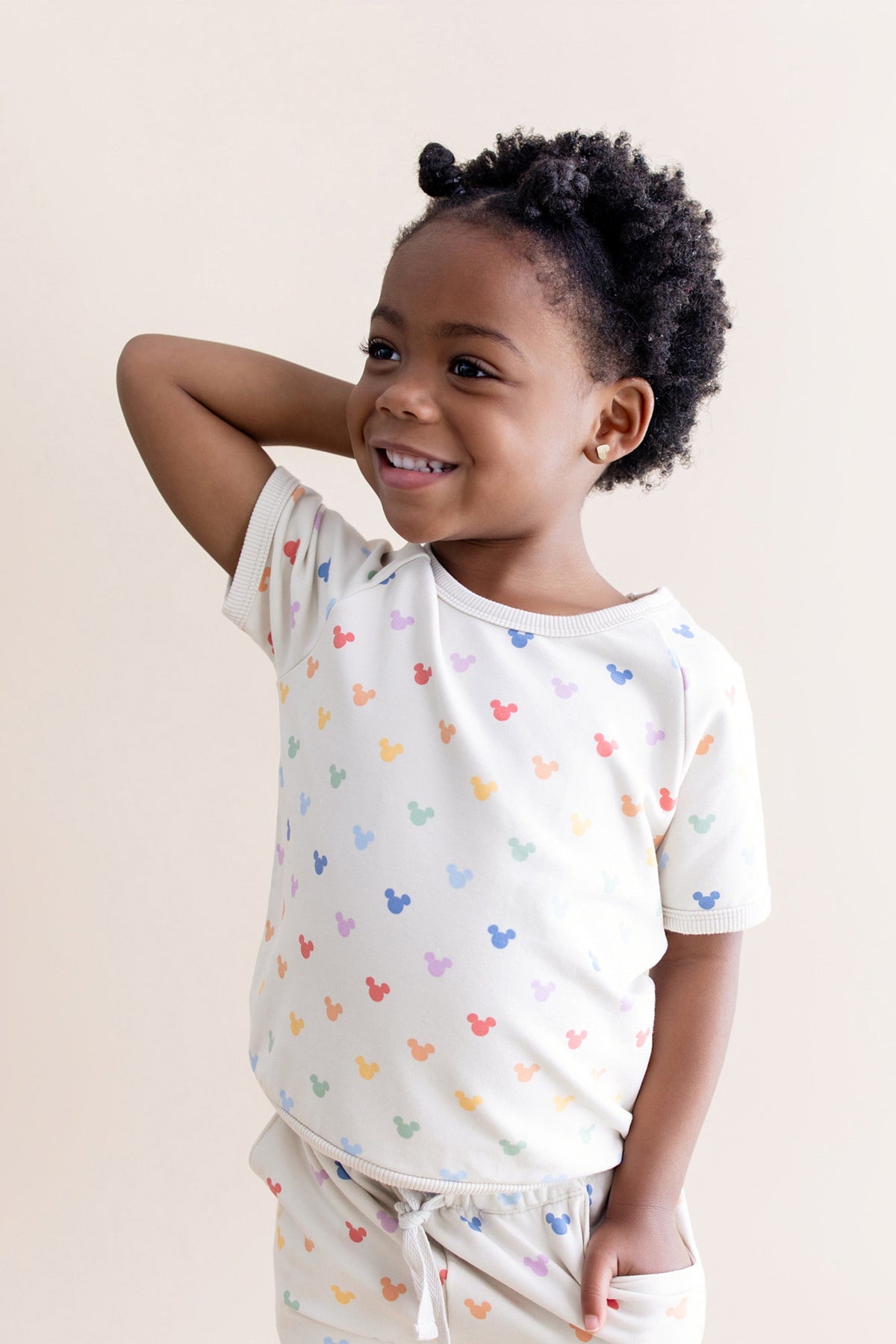 Short Sleeve Jogger Set in Pastel Mickey Mouse