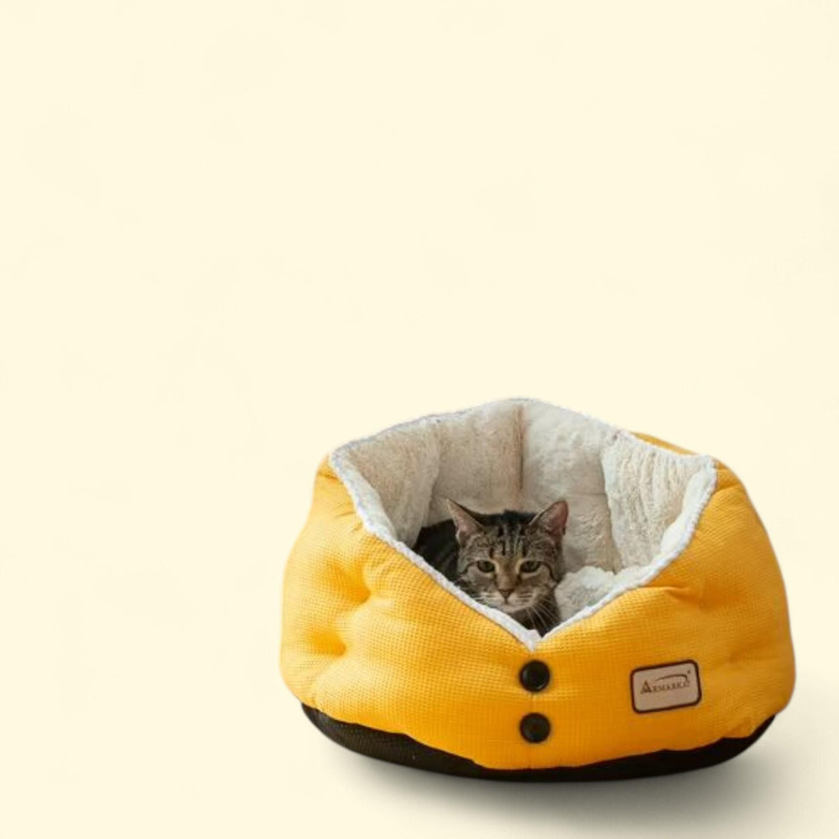 Armarkat Cat Bed C75HMB/MH, Gold Waffle and White, Size M