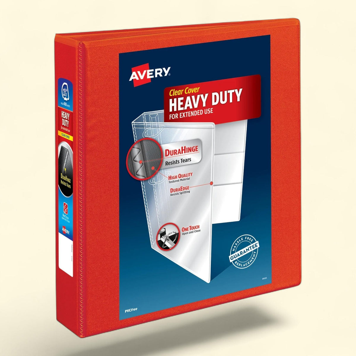 Avery Heavy Duty View Binder, 1.5", Red, Slant Ring, One-Touch, 375 Sheet Capacity