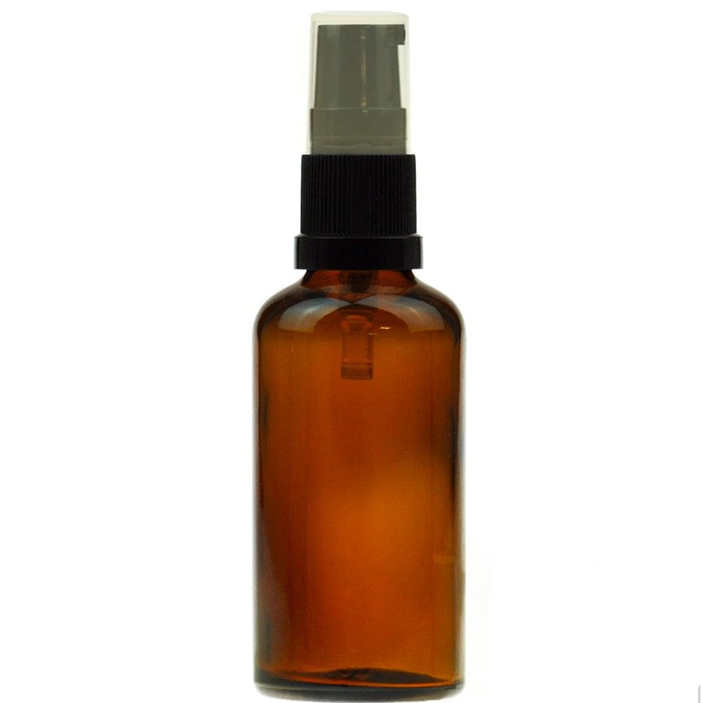 Amber Glass Bottle with Black Serum Pump - 50ml