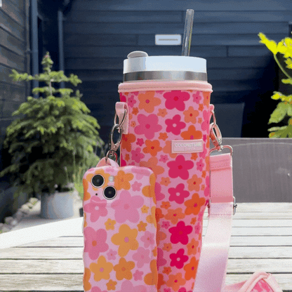 Tumbler Carry Case - Pink & Orange Bloom