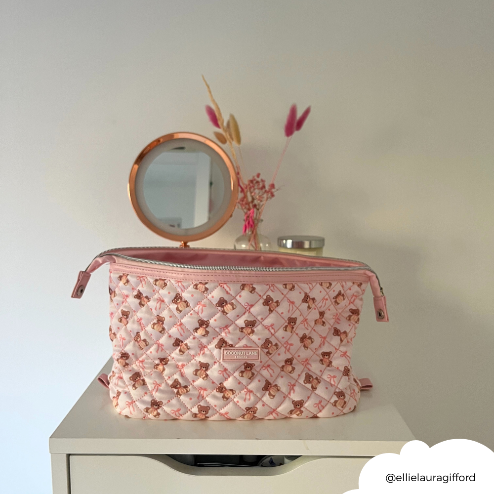 Expandable Makeup Bag - Quilted Thea Teddy
