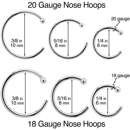20G 1/4 14k Solid Rose Gold Nose Hoop
