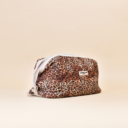 Expandable Makeup Bag - Quilted Leopard