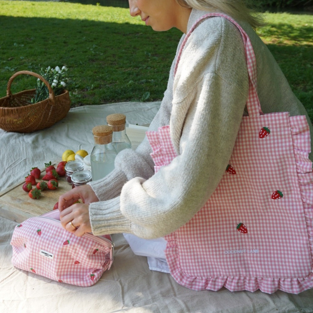 Expandable Makeup Bag - Strawberry Picnic