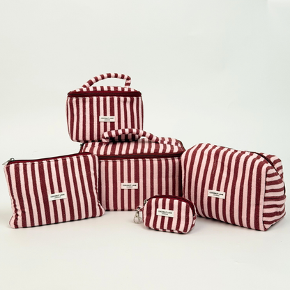 MINI Towel Travel Vanity Case - Blushberry Scallop Stripes