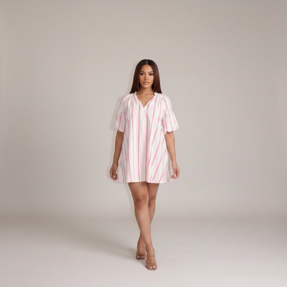 Striped Puff Sleeve Dress