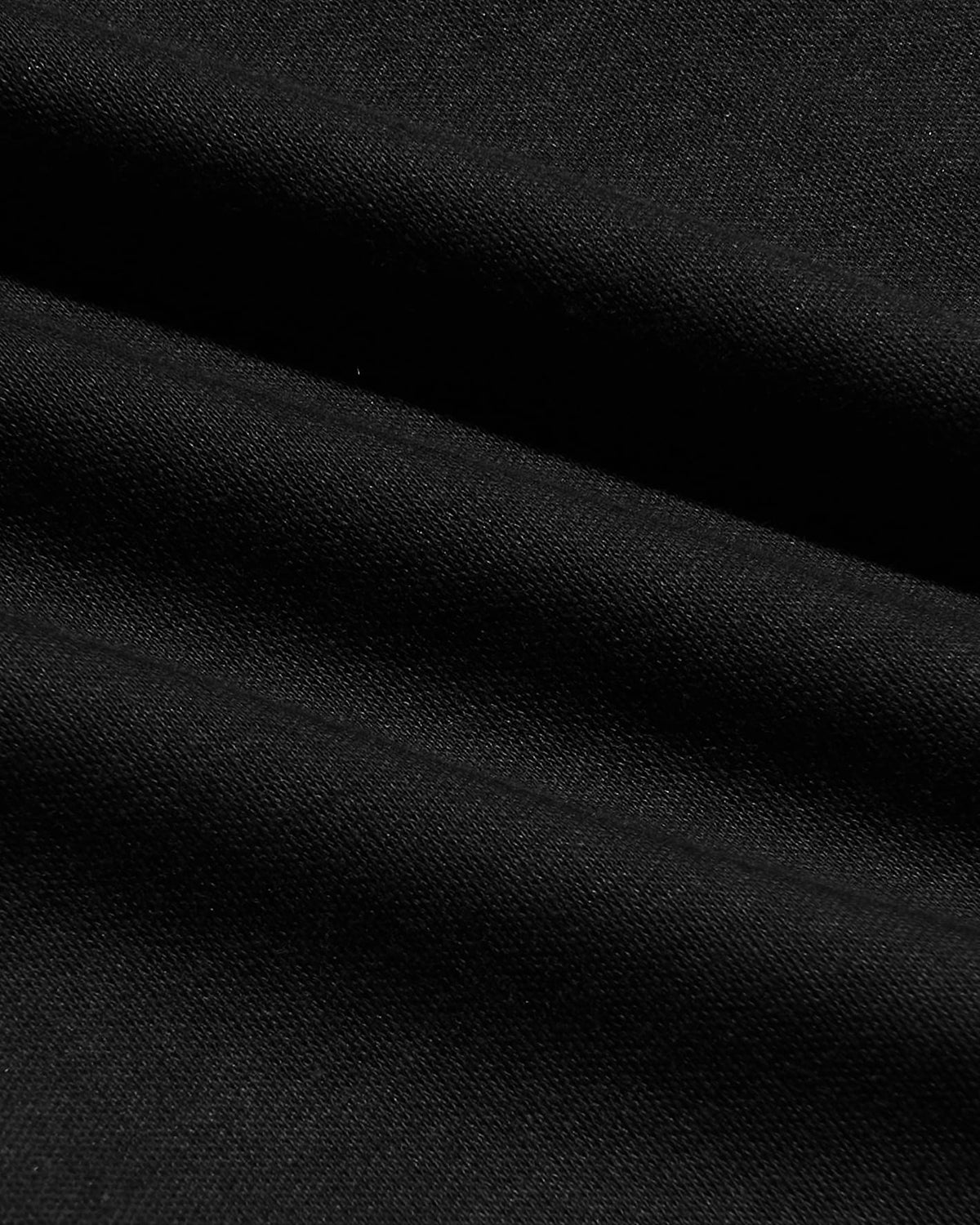 Black Pima Cotton Blend Curved Hem Crew