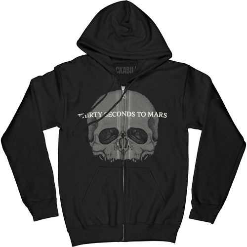 30 Seconds To Mars Skull Zipper Hoodie Zippered Hooded Sweatshirt