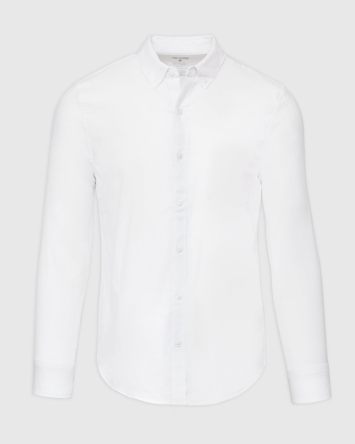 White Stretch Oxford Long Sleeve Button Up Shirt