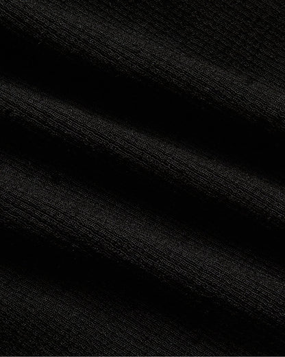 Womens Black Ribbed Long Sleeve Scoop Neck Tee
