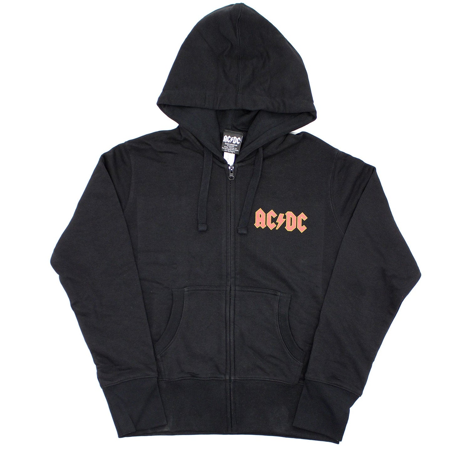 AC/DC Logo (Back Print) Ladies Zipped Hoodie Junior Top