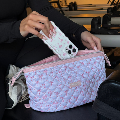 Expandable Makeup Bag - Quilted Dainty Bows