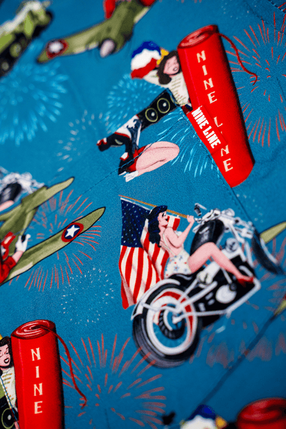 4th of July Pin Up - Short Sleeve Button Down