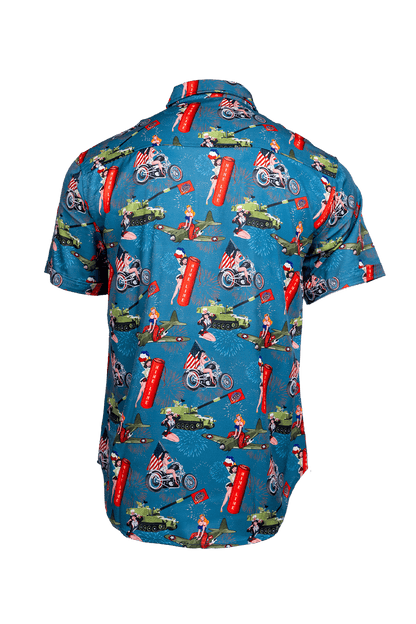 4th of July Pin Up - Short Sleeve Button Down