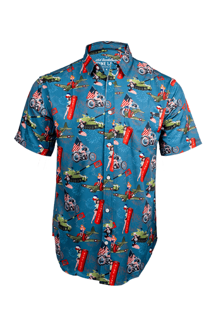 4th of July Pin Up - Short Sleeve Button Down