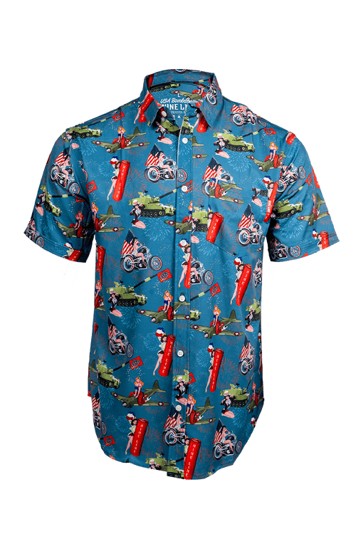 4th of July Pin Up - Short Sleeve Button Down