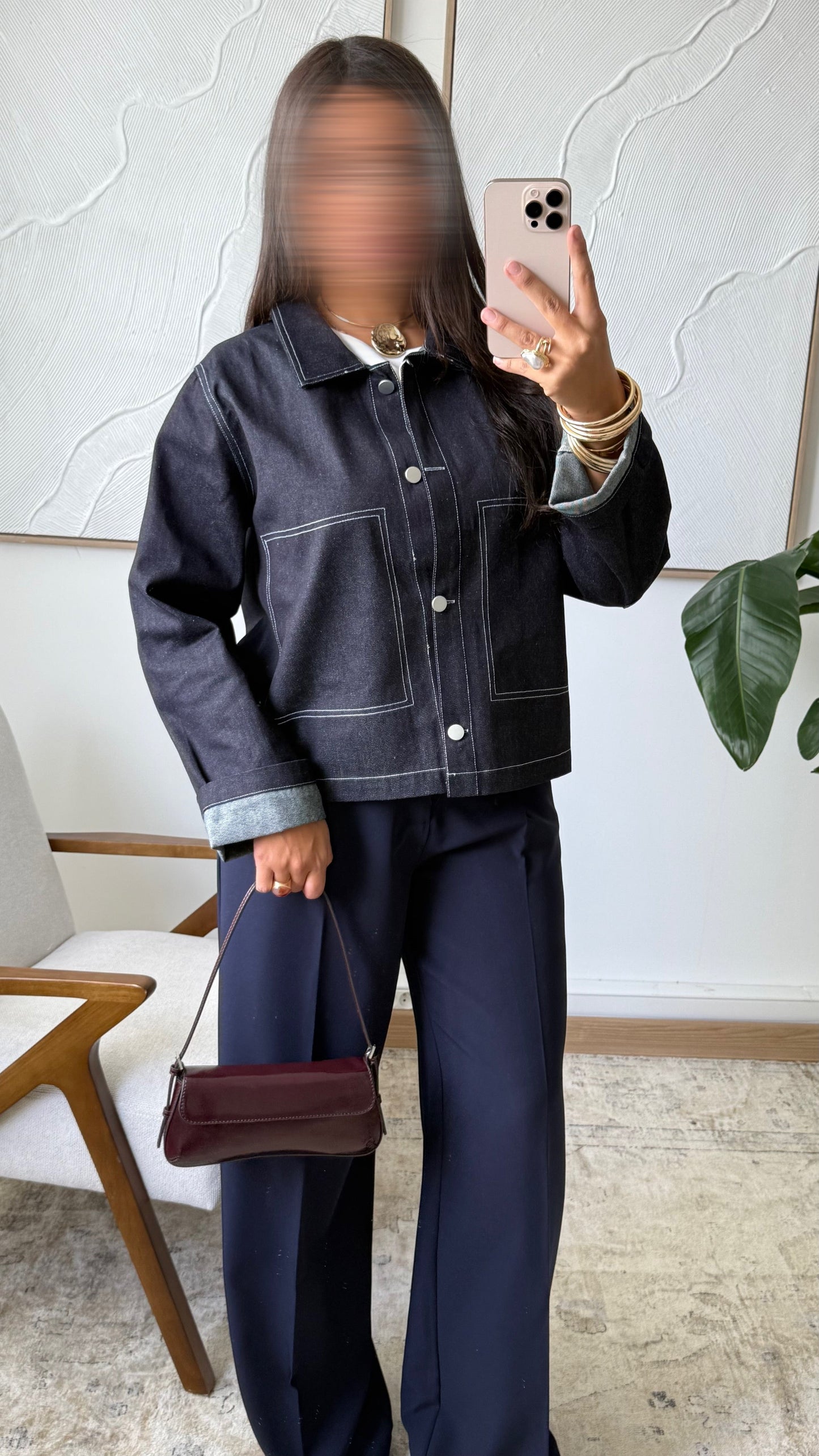 Veste Courte En Jean Daymi 11262V Bleu Brut