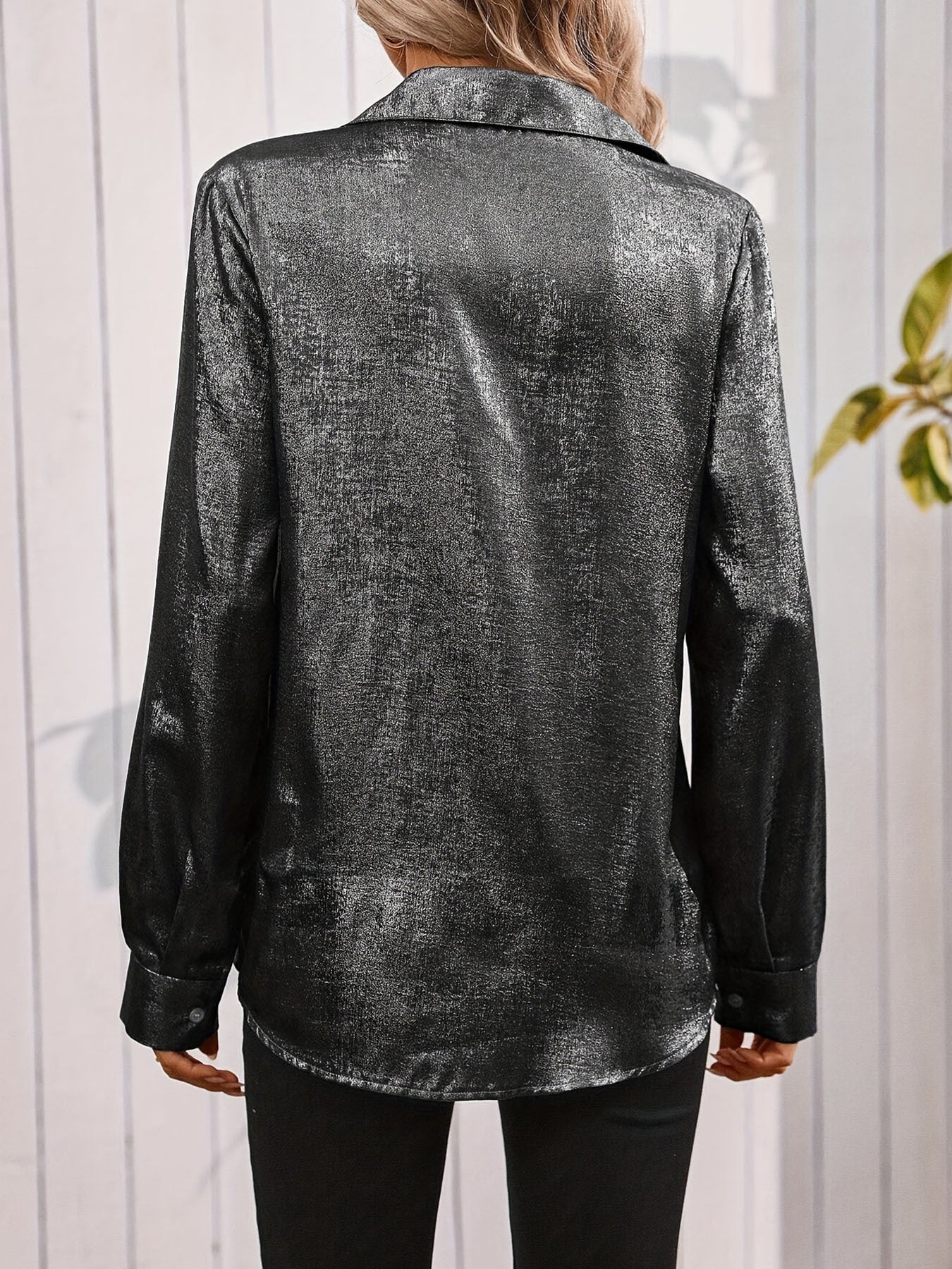 Satin Minimalist Long Sleeve Shirt
