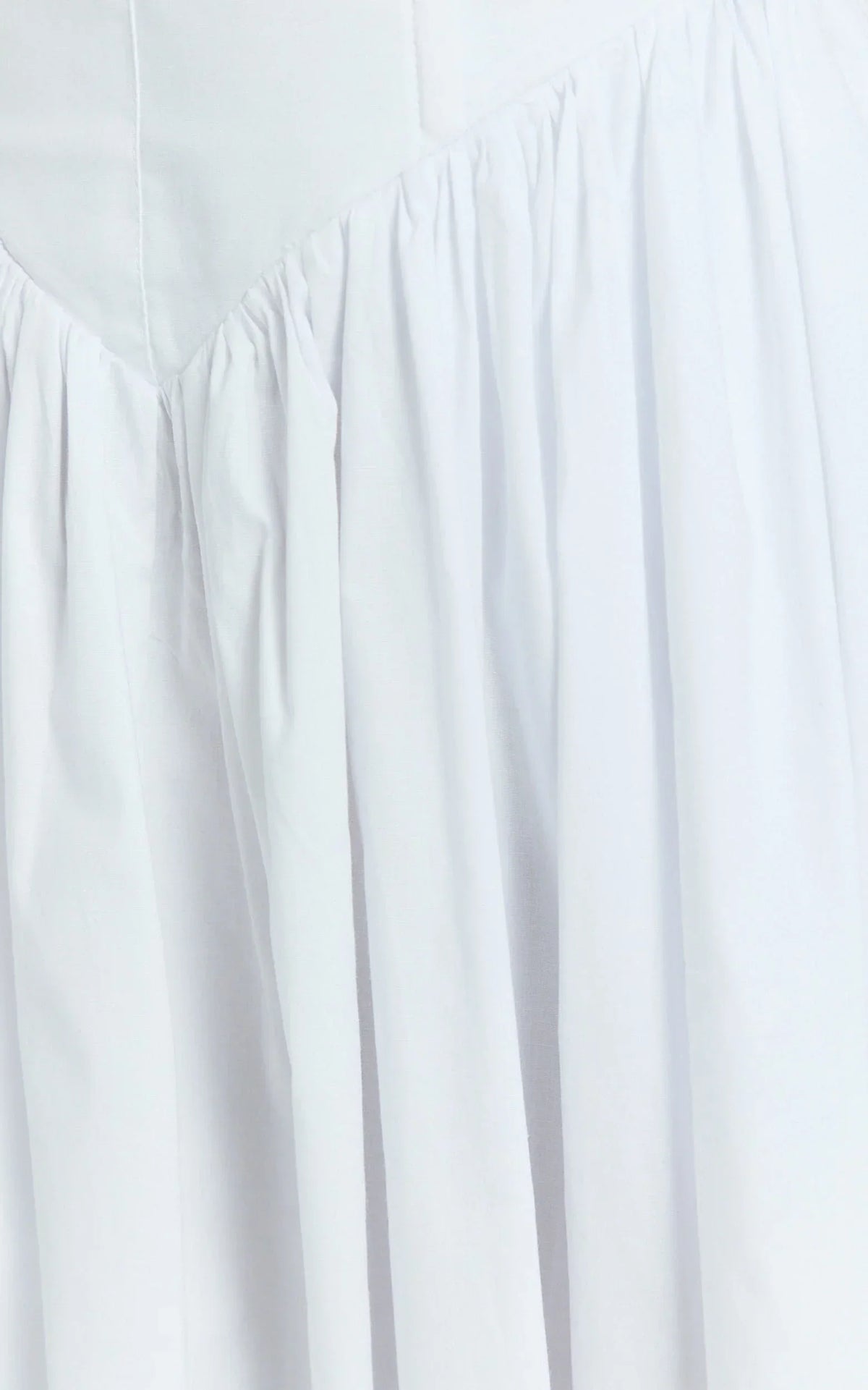 Beckett Midi Dress - Scoop Neck Drop V Waist Gathered Skirt Dress in White
