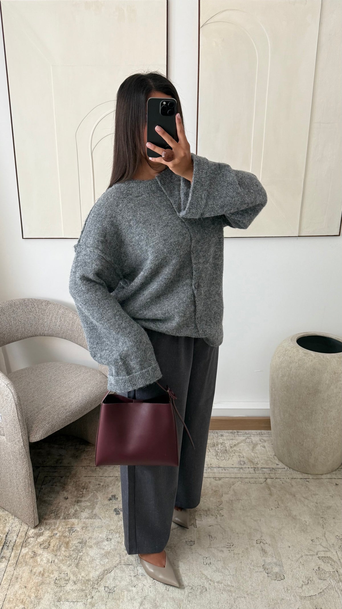 Cardigan épais et doux SOLÈNE  Gris