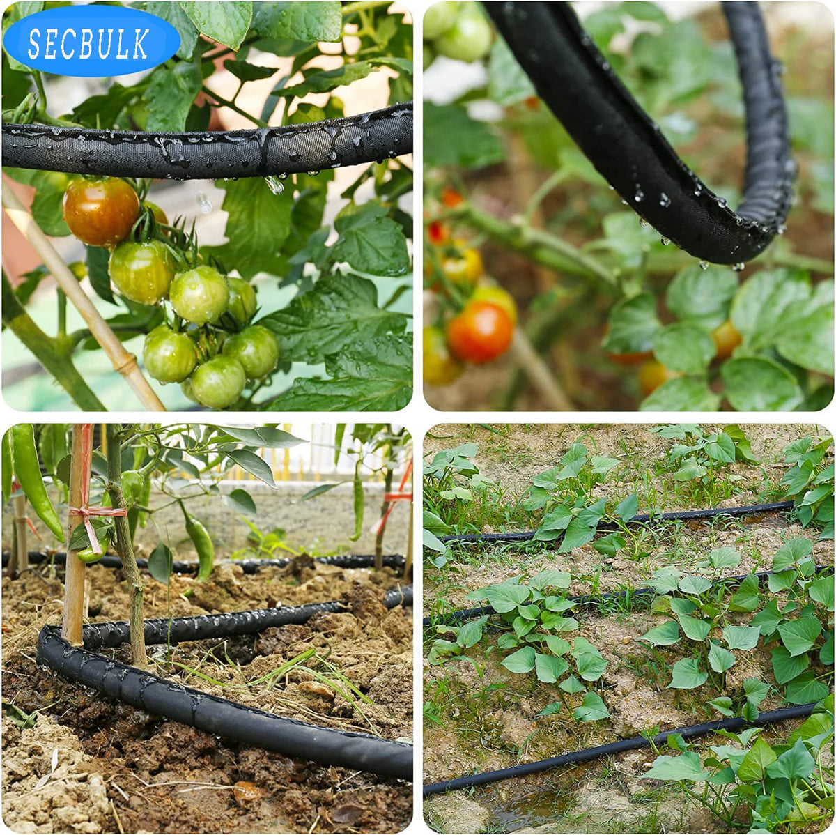 2024 Flat Soaker Hose 100 ft for Garden, 100' (50ft x 2) Linkable Drip Hose Diy