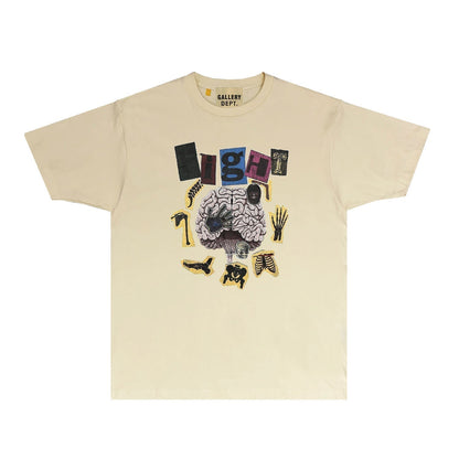 Gallery Dept T Shirt Retro Printed Loose Short-Sleeved Shirt