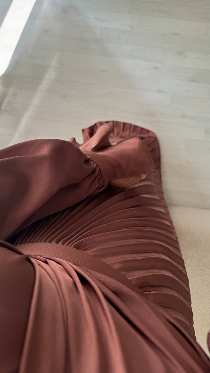 Robe Turquie Cache Coeur Plissee I Marron Rose