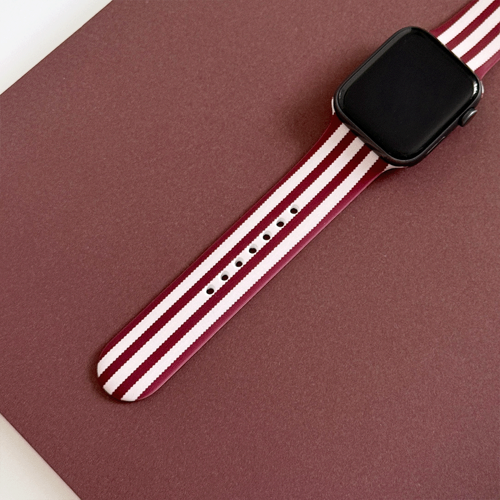 Blushberry Scallop Stripes Apple Watch Strap