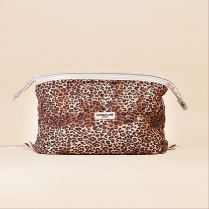 Expandable Makeup Bag - Quilted Leopard