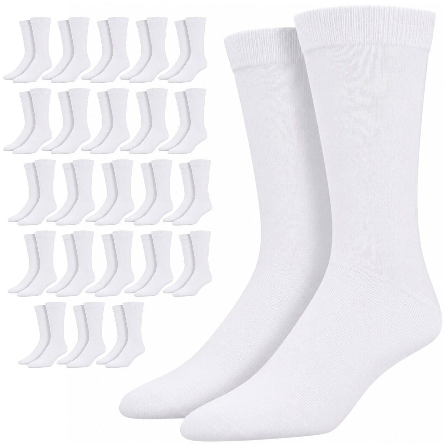 24 Pairs Bamboo Derived Loose Top Socks Diabetic Comfort Circulation White