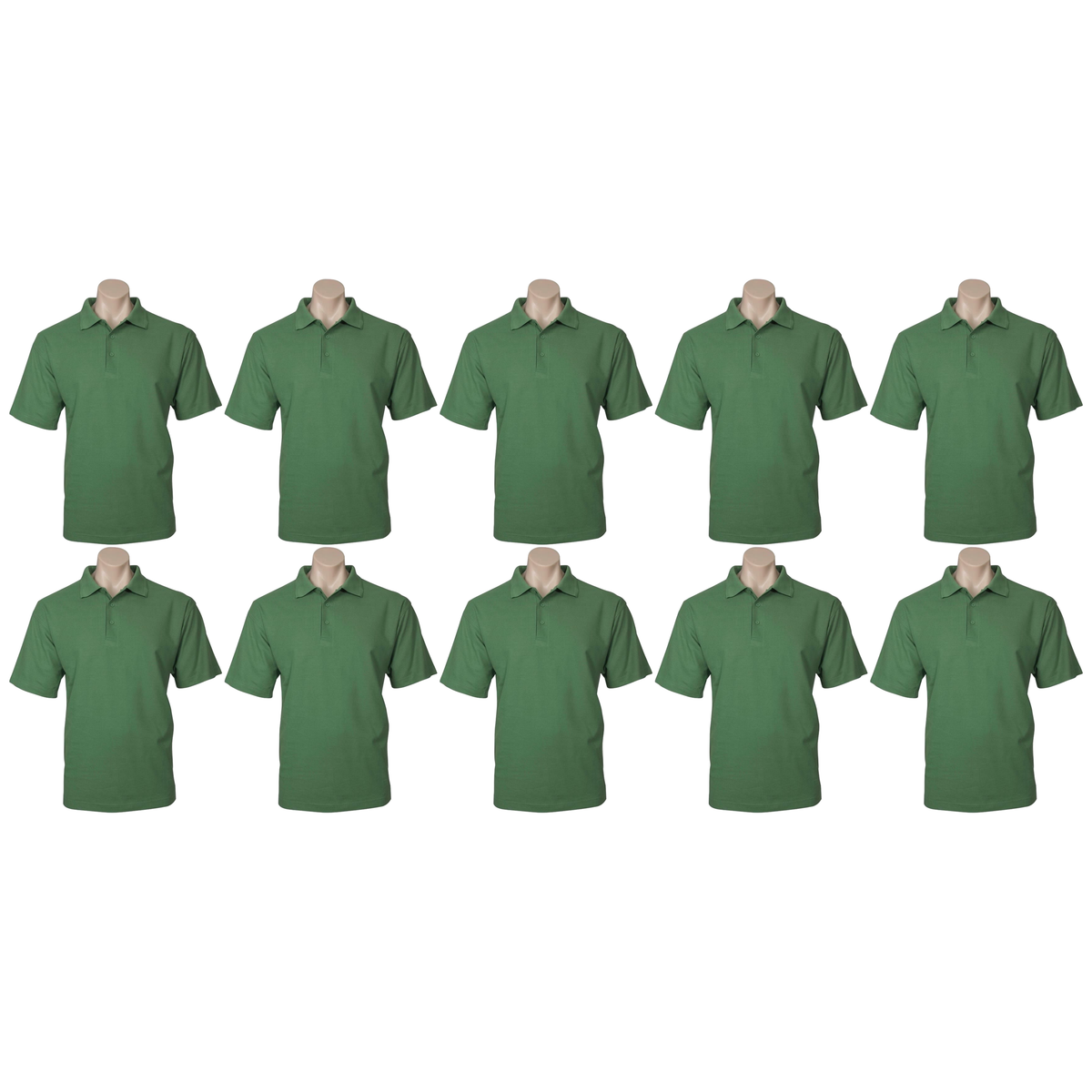 10X Mens Plain Short Sleeve Polo Shirt Bulk Pack Apple Green Pique Knit Upf Casual T Shirt