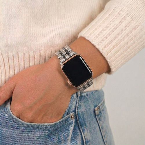 Stainless Steel Apple Watch Strap - Black & Silver
