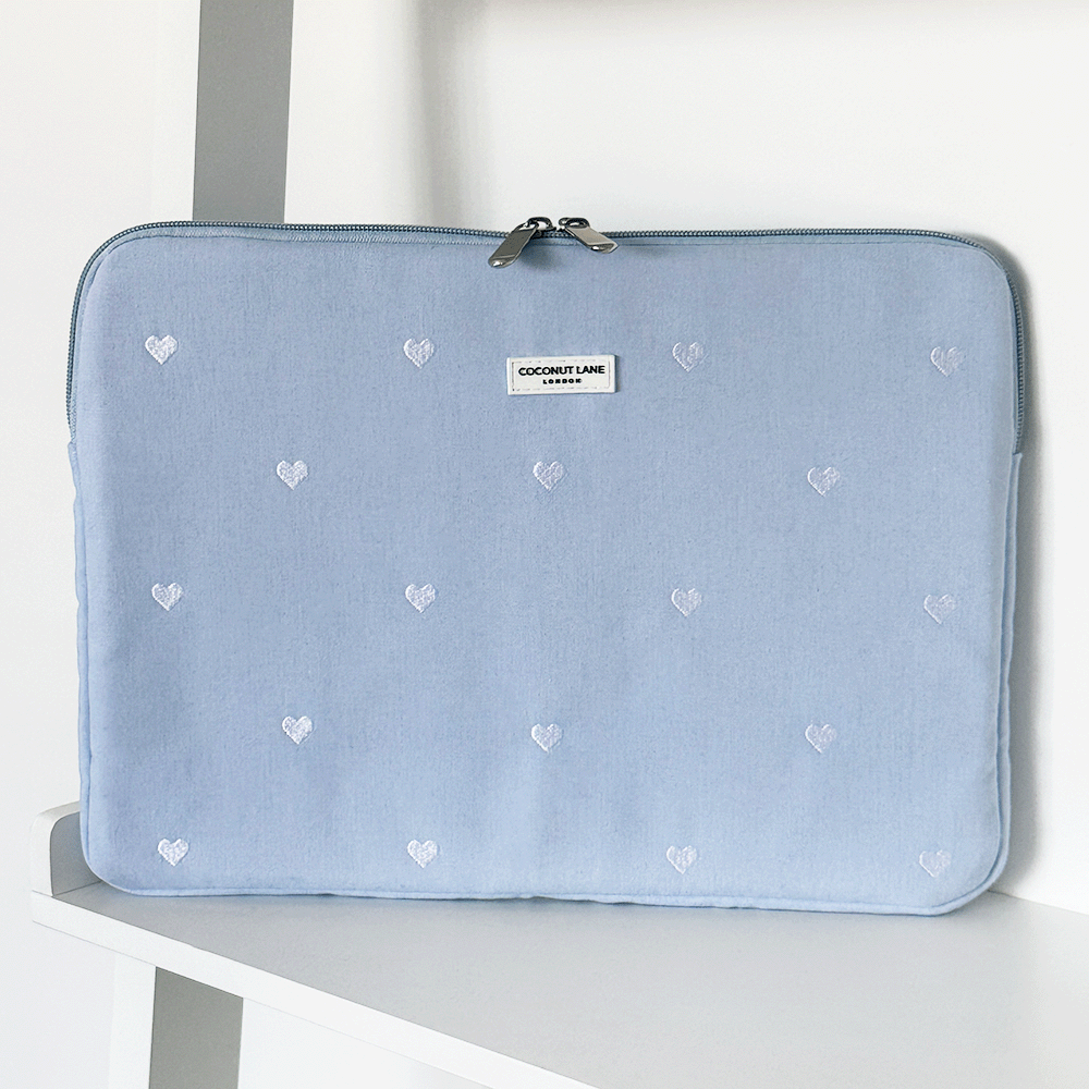 Powder Blue Hearts Laptop Sleeve