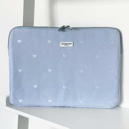 Powder Blue Hearts Laptop Sleeve