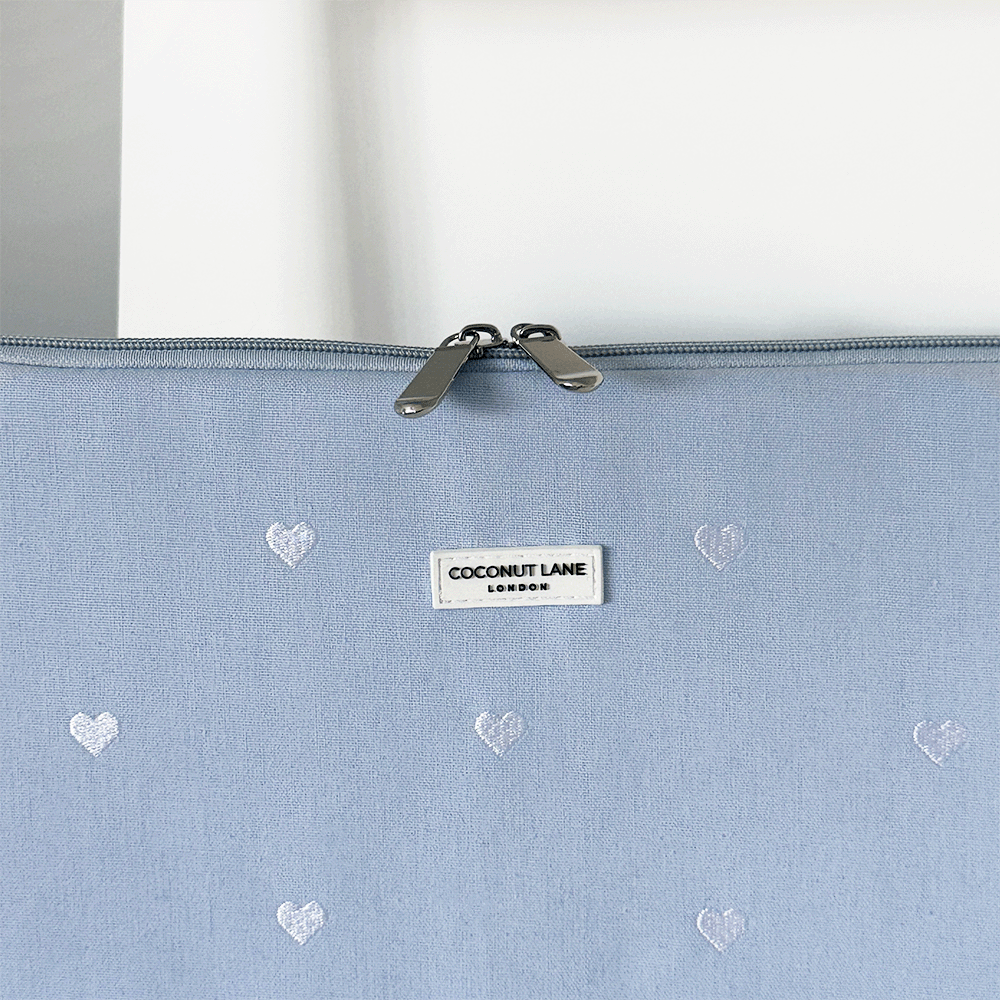 Powder Blue Hearts Laptop Sleeve