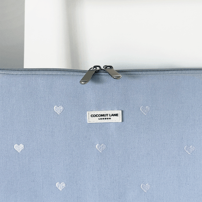 Powder Blue Hearts Laptop Sleeve