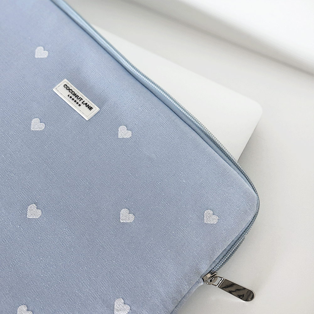 Powder Blue Hearts Laptop Sleeve