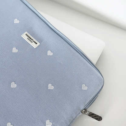 Powder Blue Hearts Laptop Sleeve