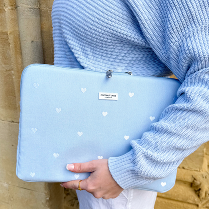 Powder Blue Hearts Laptop Sleeve