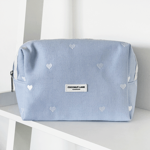 Makeup Bag - Powder Blue Hearts