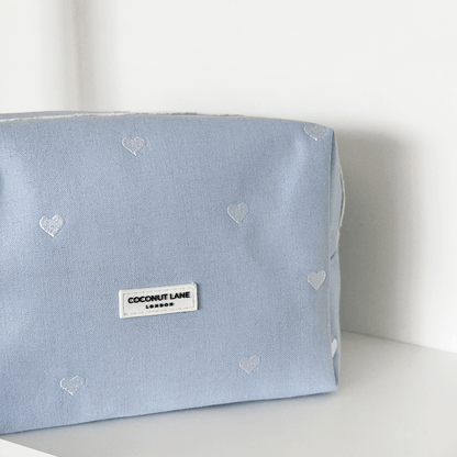 Makeup Bag - Powder Blue Hearts