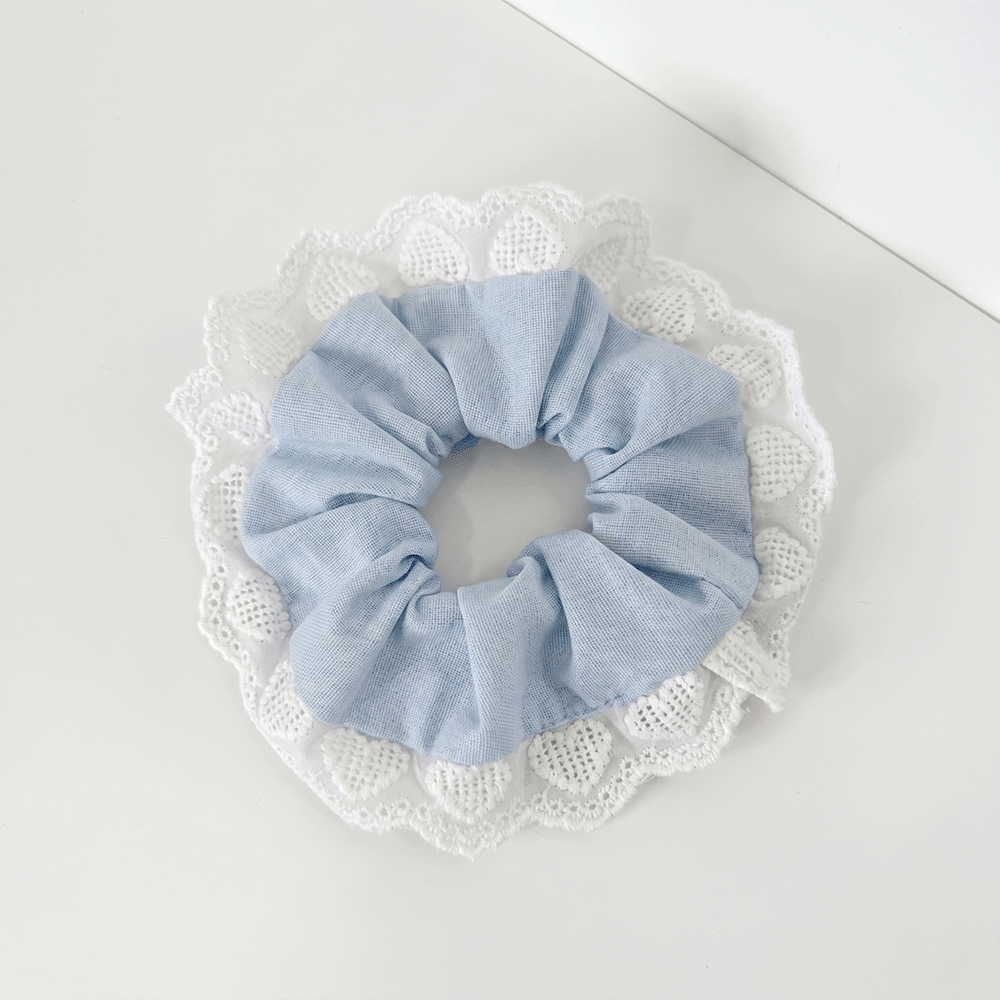 Scrunchie - Powder Blue Hearts