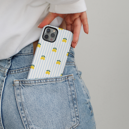 Tough MagSafe® Phone Case - Blue Stripe Lemons