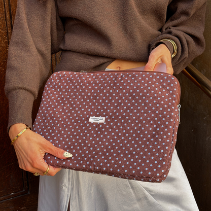 Brown & Blue Polka Dot TOWEL Laptop Sleeve