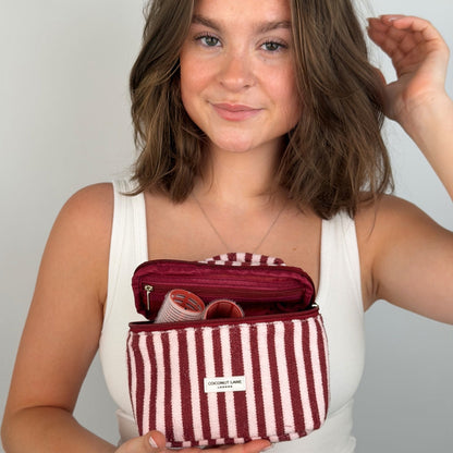 MINI Towel Travel Vanity Case - Blushberry Scallop Stripes